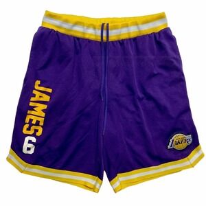 LA Lakers Shorts Mens XL Purple Gold LeBron James NBA Basketball